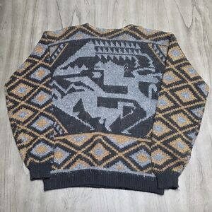 Vintage Le Tigre Aztec Geometric Print Long Sleeve Pullover Sweater Mens XL